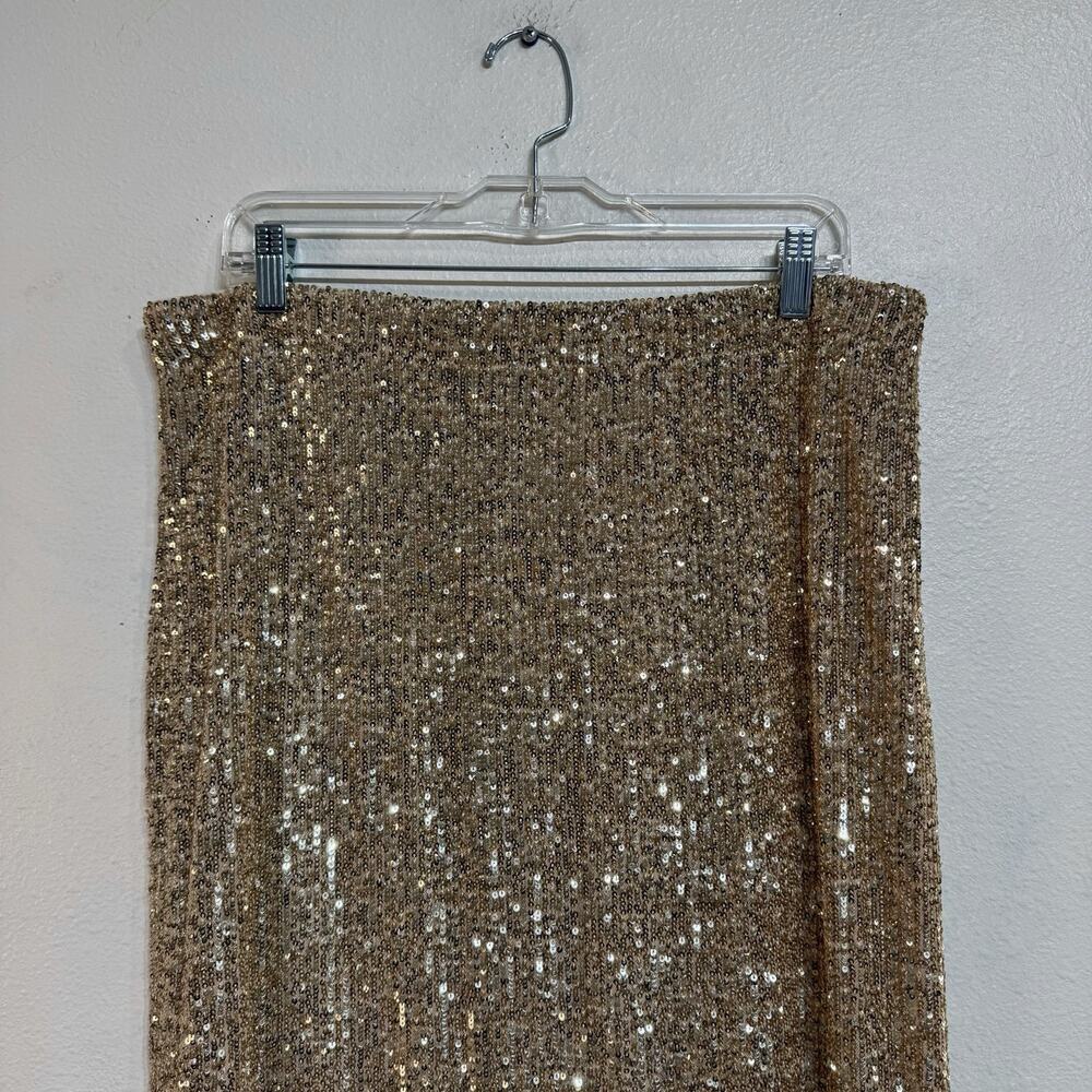 Ann Taylor Gold Sequin Pencil Skirt Sz L - Picture 3 of 9